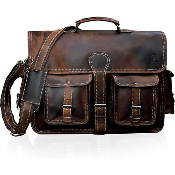 Leather Messenger Bag for Men 14-Inch Laptop