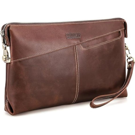 CONTACTS Leather Clutch Bag for Men with Lock