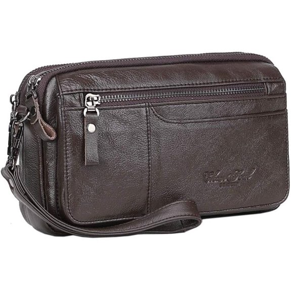 Hebetag Leather Men’s Clutch Wallet Organizer Wristlet