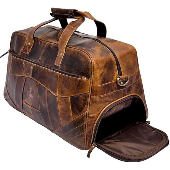 Leather Duffle Bag for Men with Shoe Compartments