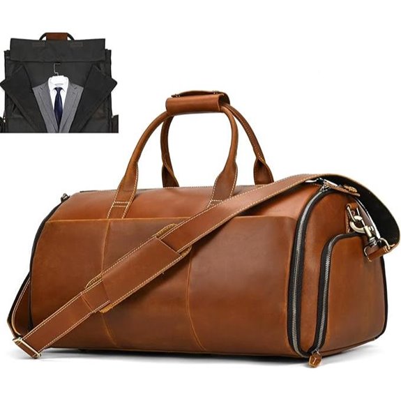 Leather Garment Bag for Men 2-in-1 Travel Suitcase