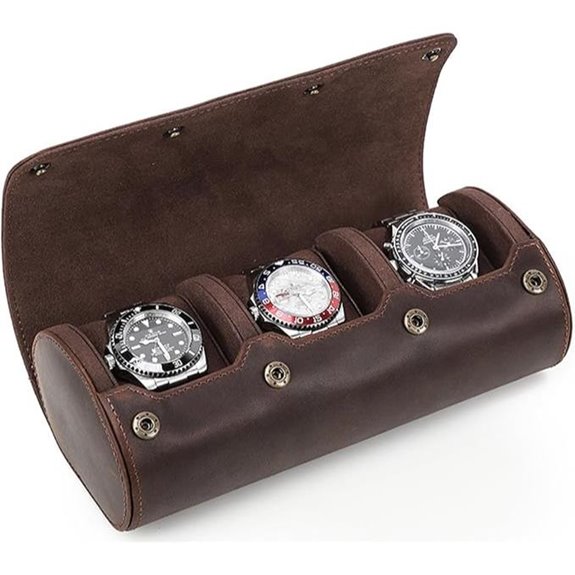 Leather Watch Roll Travel Case for Men