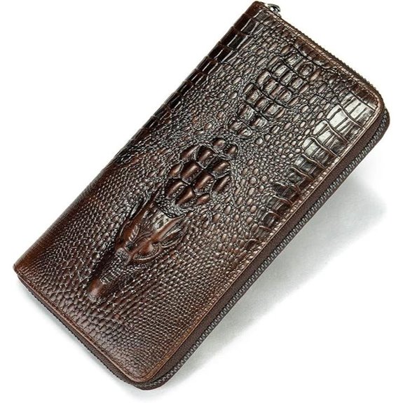 NIUCUNZH Leather Long Wallet for Men with Zipper