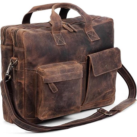Leather Laptop Messenger Bag for Men and Women