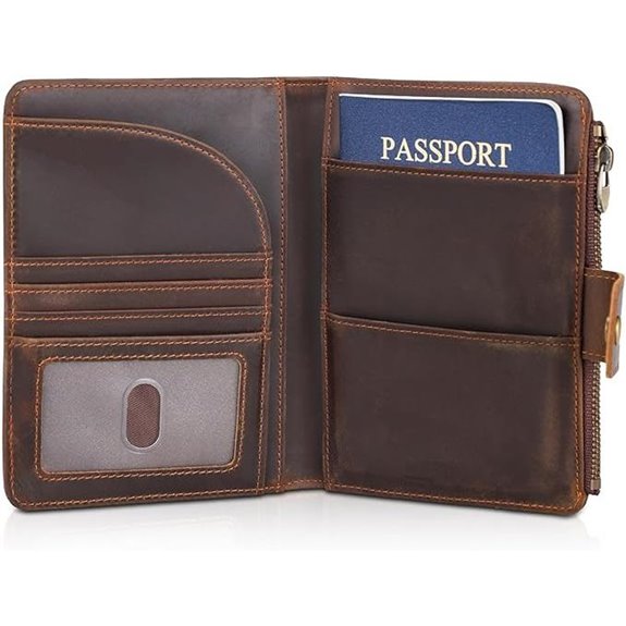 Polare Leather Passport Holder with Zipper Pocket