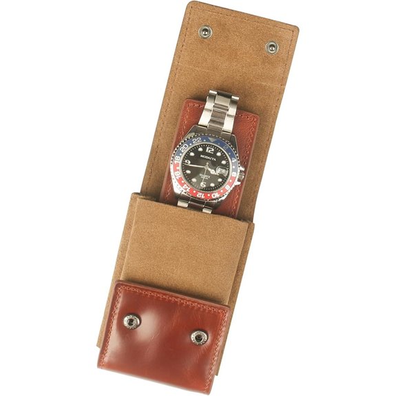 Leather Watch Pouch with Suede Lining and Leather Inserts