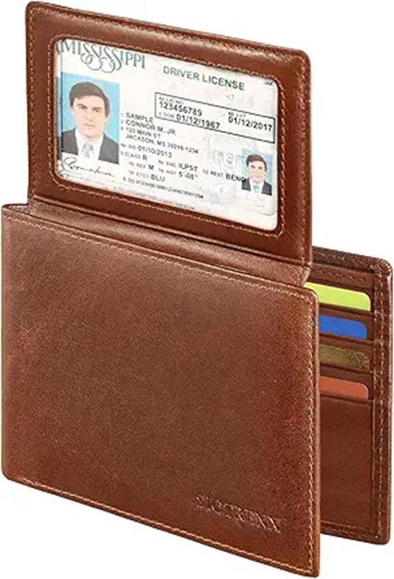 Genuine Leather Bifold Wallet for Men with RFID