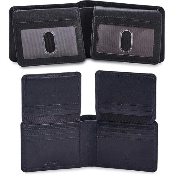 Mens Leather RFID Bifold Wallet with ID Windows