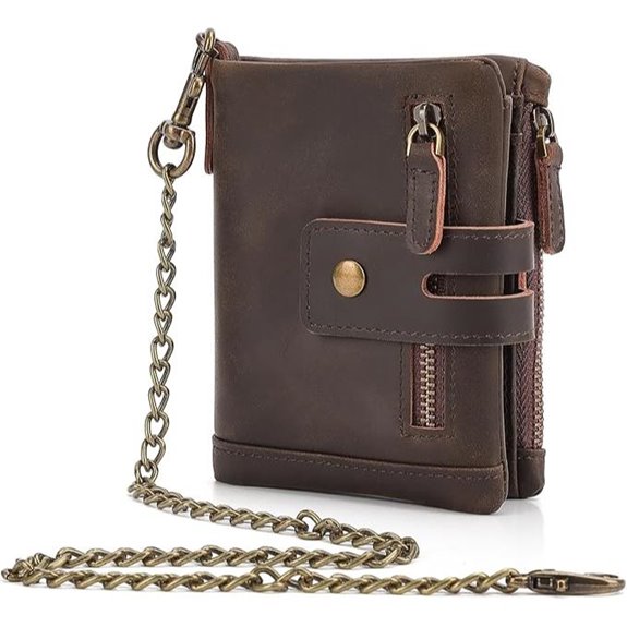 Polare Leather RFID Bifold Wallet with Chain