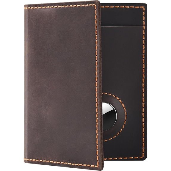Genuine Leather Passport Holder with Airtag and RFID