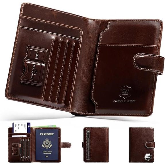 LORZOR Leather Passport Holder with Airtag and RFID