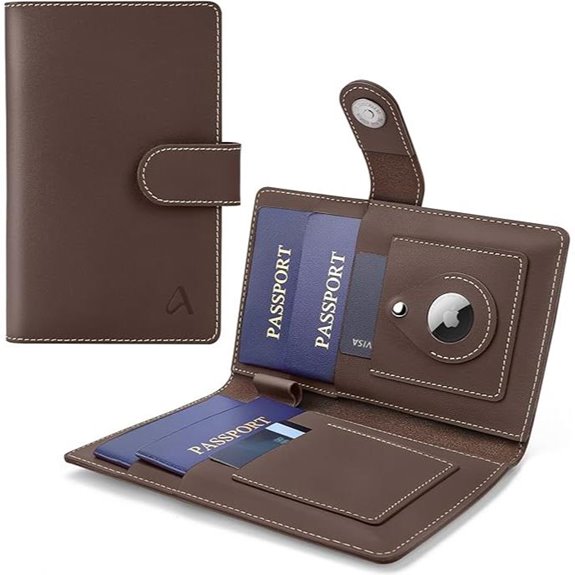 ALLIVE Leather Passport Holder with RFID & AirTag Slot