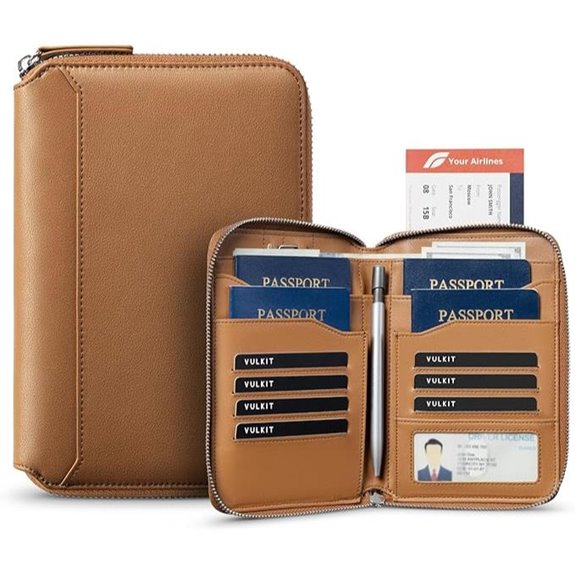VULKIT Leather RFID Passport Holder with Zipper
