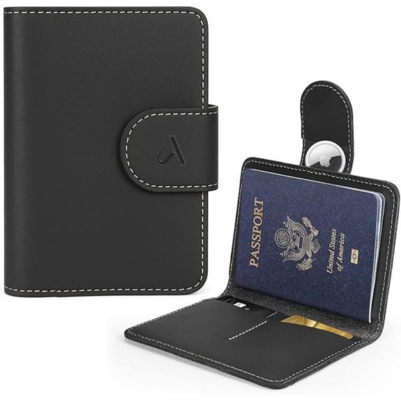 ALLIVE Leather Passport Holder with RFID & AirTag Pocket