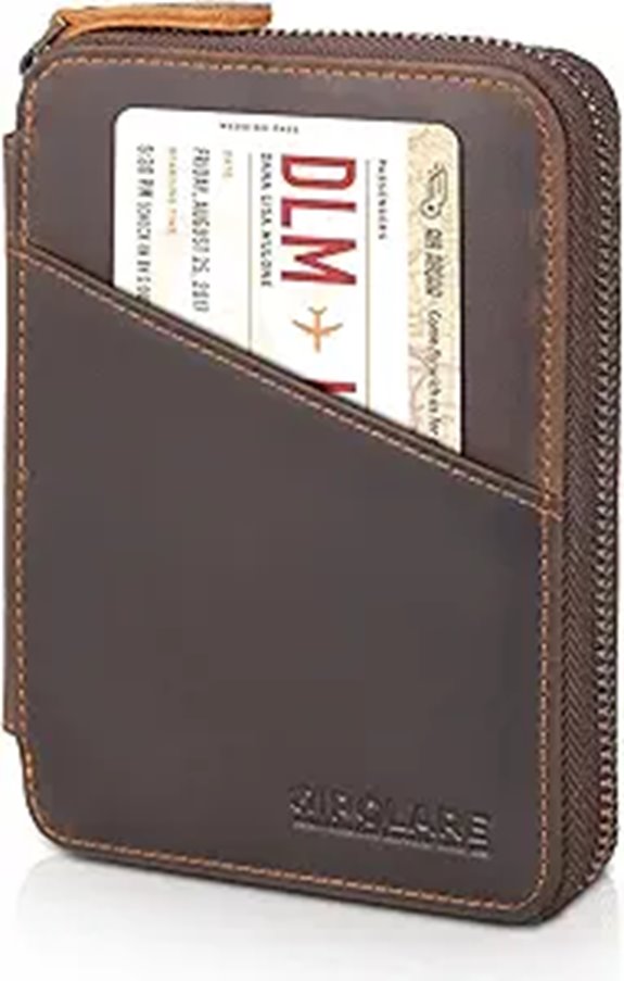 Polare Leather RFID Passport Wallet with Zipper