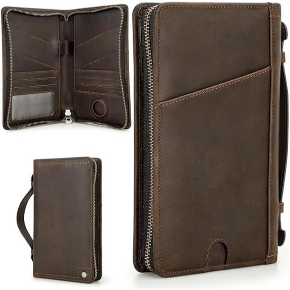 Leather Travel Passport Wallet with RFID Blocking