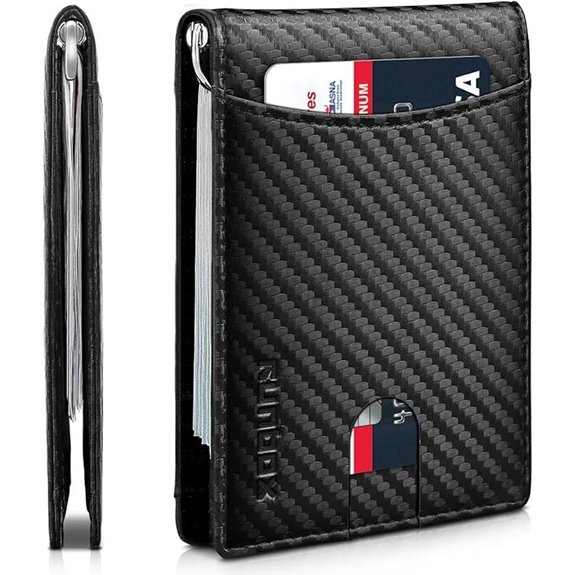 Leather RFID-Blocking Slim Wallet with Money Clip for Men