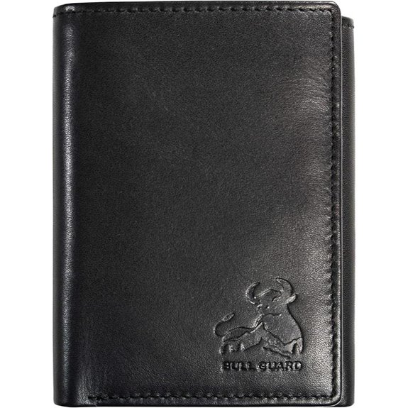 BULL GUARD Genuine Nappa Leather Trifold Wallet For Men RFID And ID Window