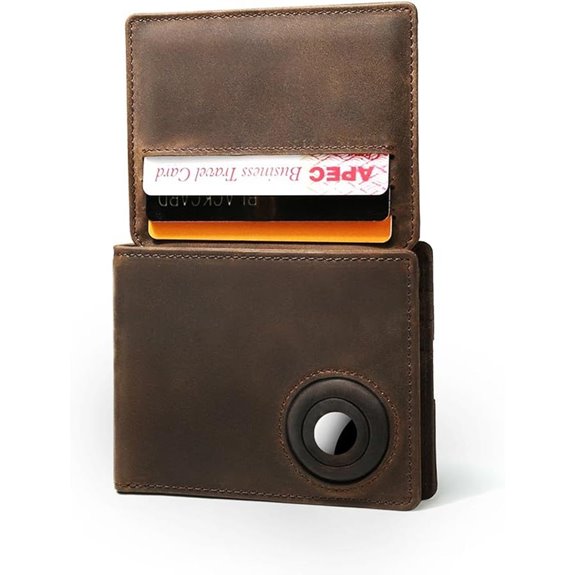 Genuine Leather RFID Wallet with Airtag Slot (Brown)