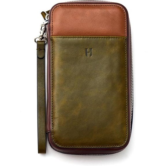 Full-Grain Leather Wristlet with RFID Protection