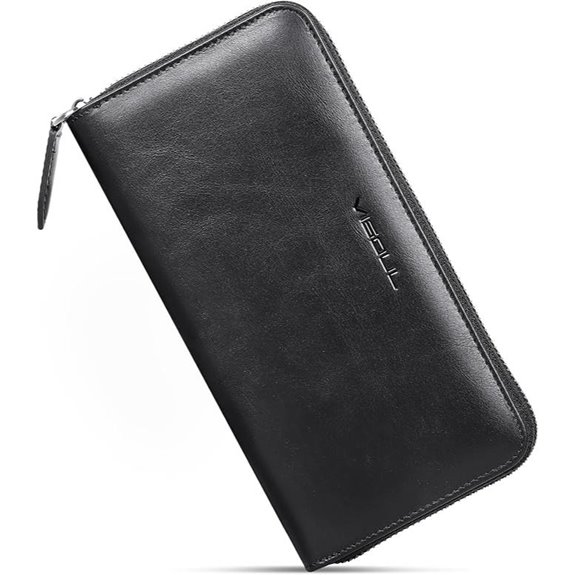 Visoul Leather RFID Blocking Long Zipper Wallet