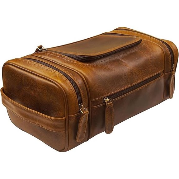 ELIZO Leather Travel Toiletry Bag with Hook