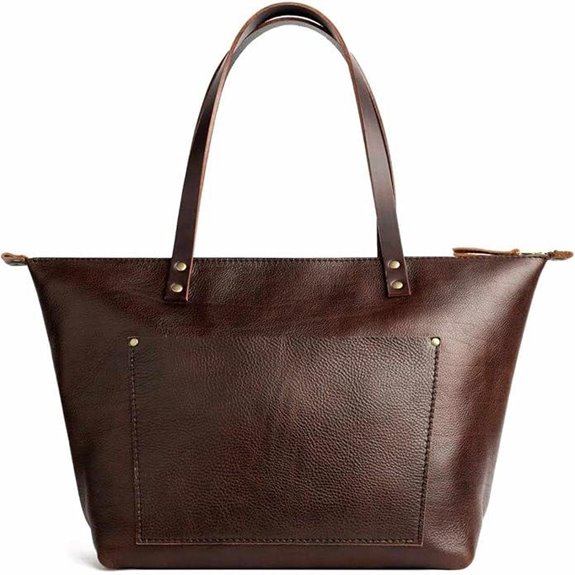 Portland Leather Zipper Tote Bag with Pockets