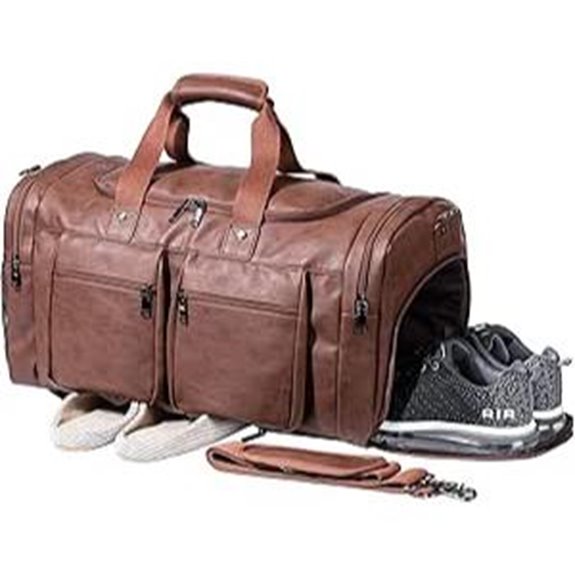 Leather Travel Bag with Shoe Pouch for Men or WoMen