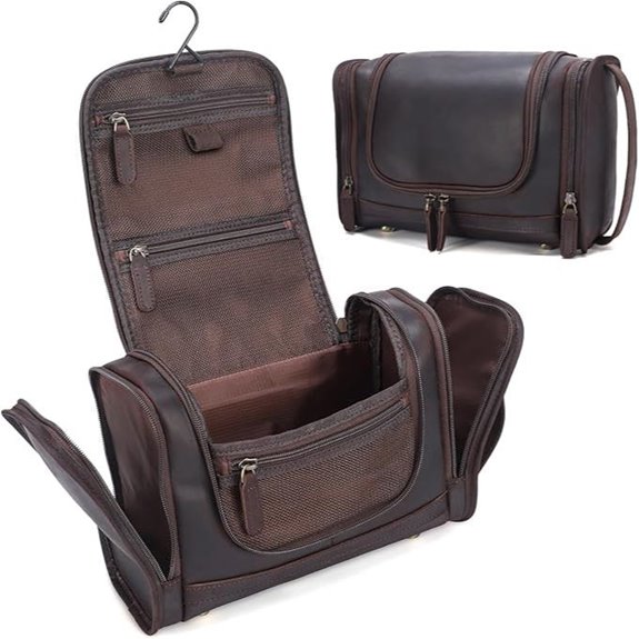 Polare Leather Travel Dopp Kit with Hanging Hook
