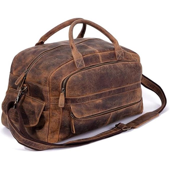 KomalC Leather Travel Duffel Bag for Men & Women
