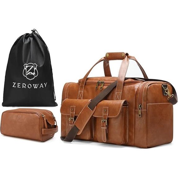 Zeroway Leather Travel Duffel Bag with Accessories