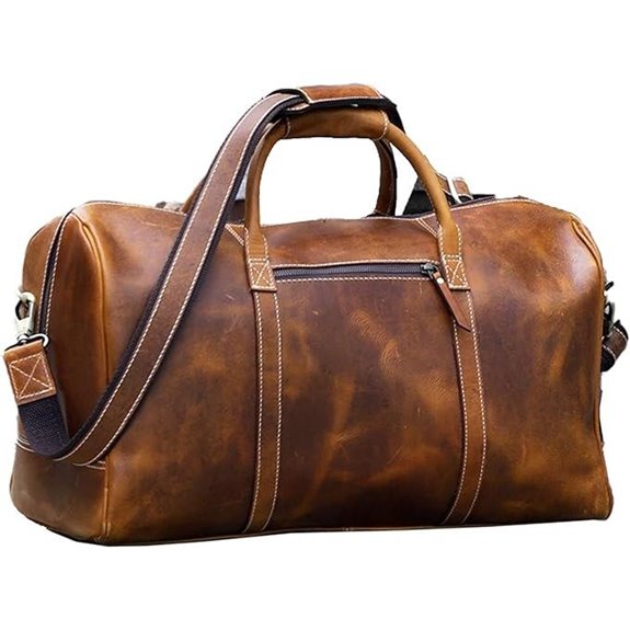 KomalC Leather Duffle Bag for Travel & Sports
