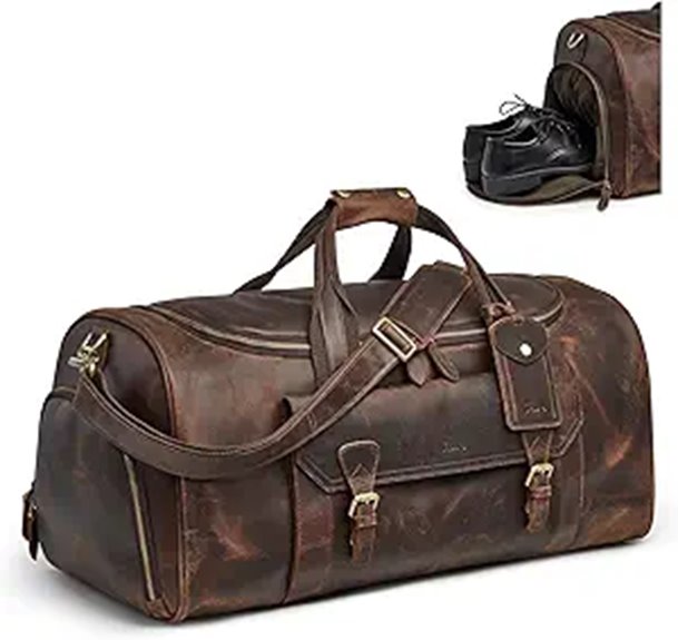 S-ZONE Leather Travel Duffle Bag for Men & Women