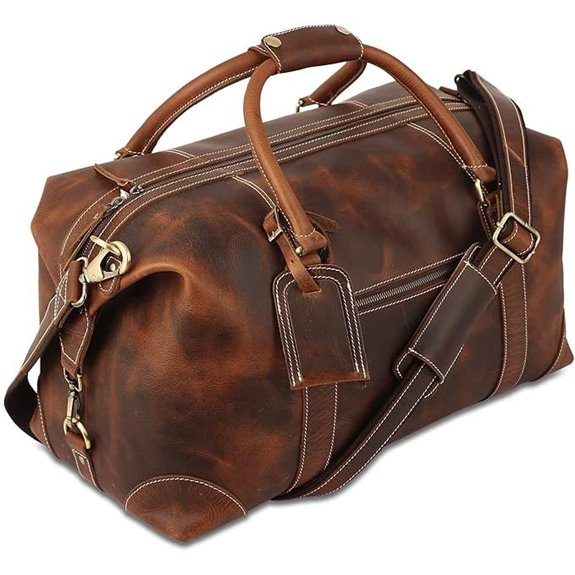 KomalC Leather Travel Duffle Bag for Men & Women