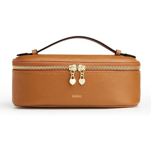 Kattee Leather Makeup Bag for Women Travel Toiletry
