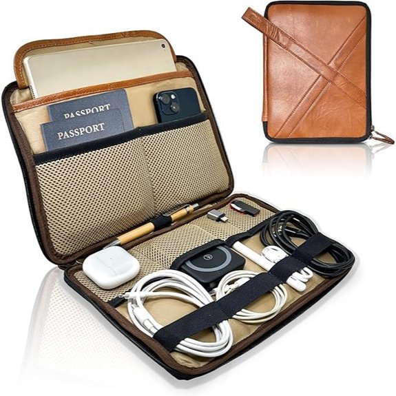 Leather Tech Pouch Travel Organizer and Passport Holder