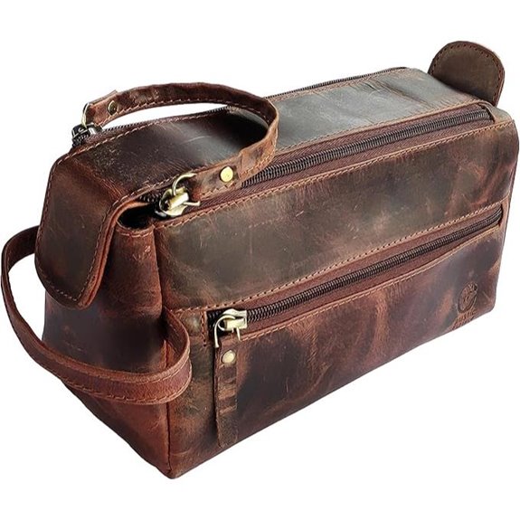 Rustic Town Leather Travel Toiletry Bag for Men & Women