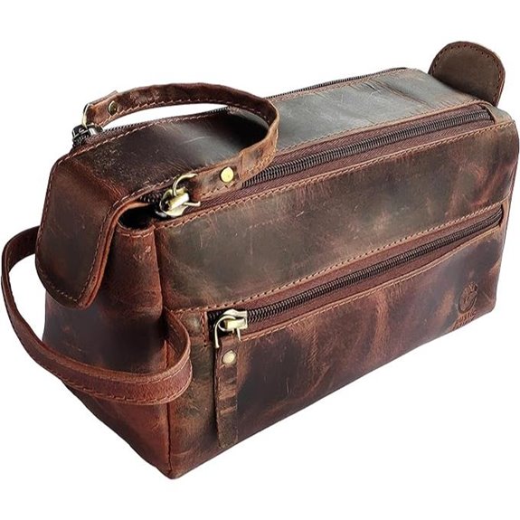 Rustic Town Leather Travel Toiletry Bag for Men and WoMen