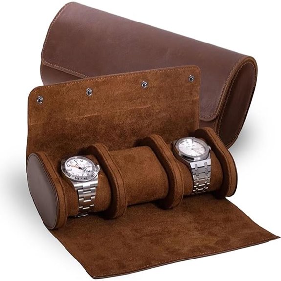Bey-Berk Milani Leather Watch Roll - 3 Watch Case