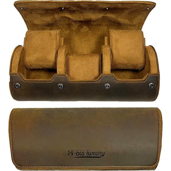 Watch Roll Travel Case with Leather 3 Slots