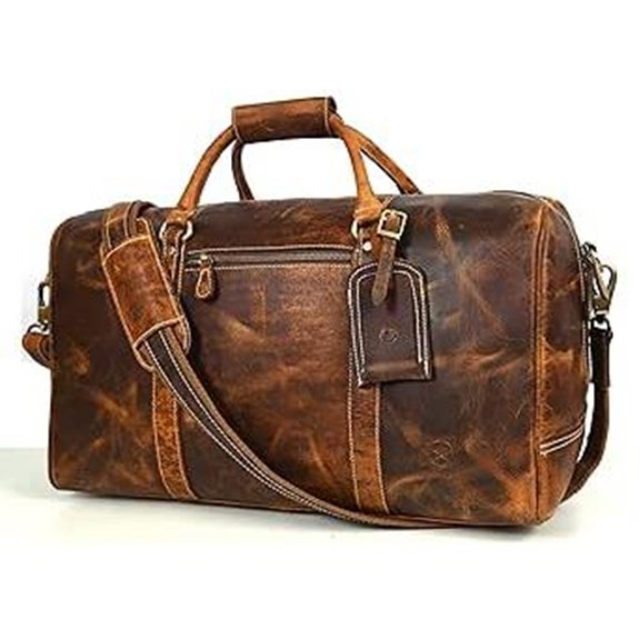 Leather Duffel Bag for Men & Women Travel Weekend Overnight Gym Bag