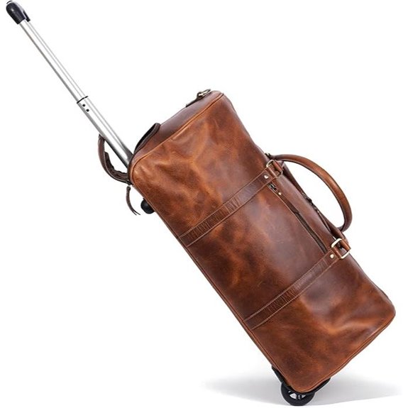 Leather Rolling Travel Duffle Bag with Wheels