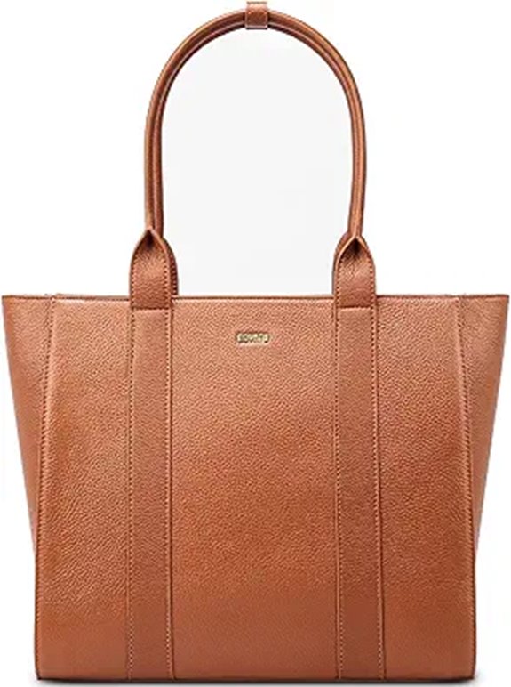 Leather Tote Bag for Women with Laptop Compartment