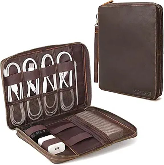 Polare Leather Travel Cable Organizer with Zippers