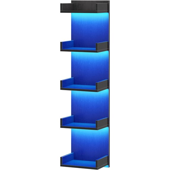 HOOBRO 5-Tier Floating Wall Shelves with LED Lights