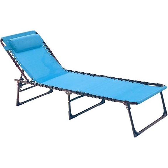 Folding Chaise Lounge Chair with Pillow (Light Blue)