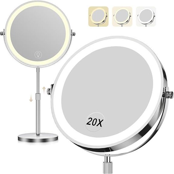 Rotating Lighted Makeup Mirror with Magnification