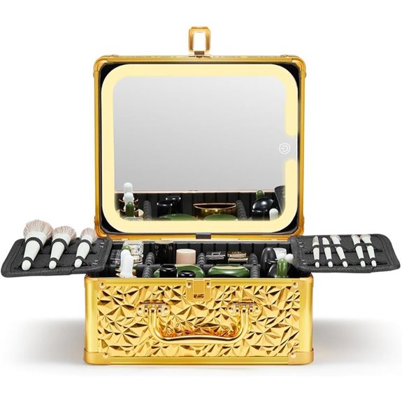 Qislee Makeup Box with Lighted Mirror and Organizer
