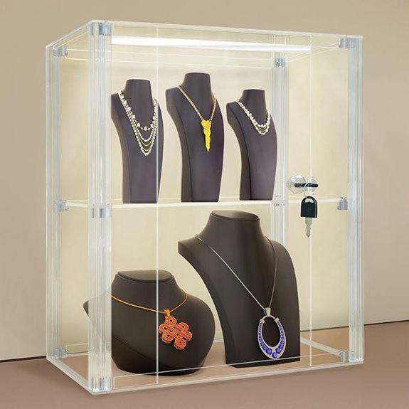 NONEMEY Lockable Acrylic Display Case 2-Tier Dustproof