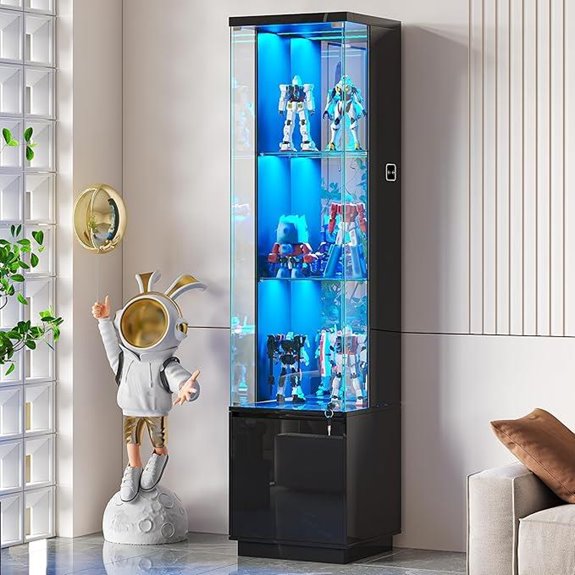 Lvifur Lockable Glass Display Cabinet with Lights